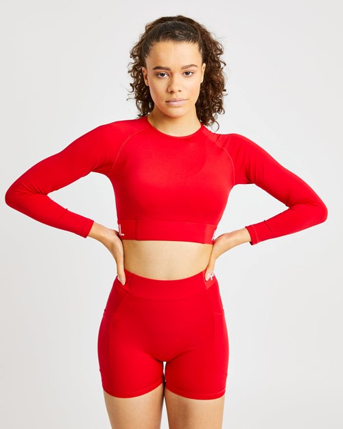 AYBL Training Long Sleeve Crop Top Rood | 9517086-WF