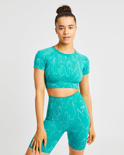 AYBL Velocity Seamless Crop Top Turquoise | 5078296-ZY