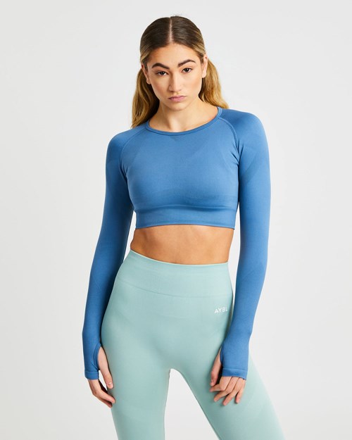 AYBL Reform Seamless Long Sleeve Crop Top Blauw | 5316874-RB