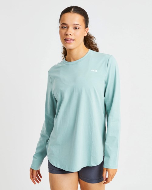 AYBL Everyday Oversized Long Sleeve T Shirt Soft Sage | 7083426-XF