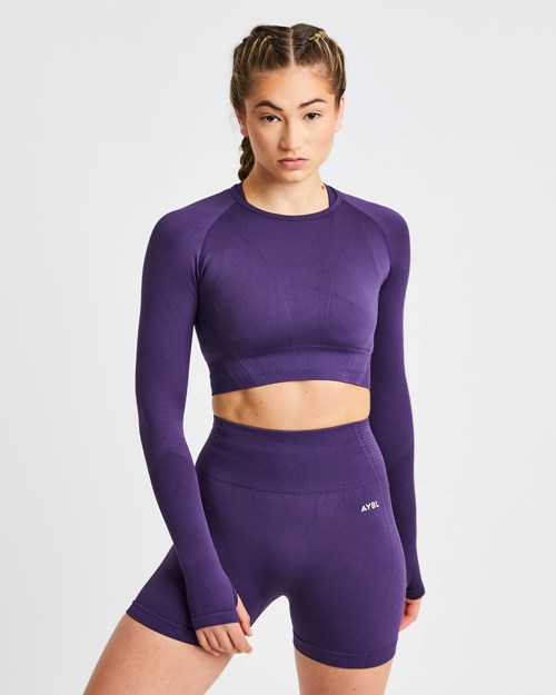 AYBL Balance V2 Seamless Long Sleeve Crop Top Paars | 4832610-ZP