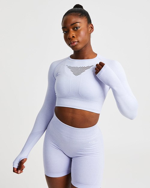 AYBL Motion Seamless Long Sleeve Crop Top Blauw | 8023745-EN