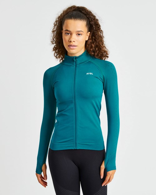 AYBL Ignite Seamless Zip Jacket Hyper Teal | 2476859-PH