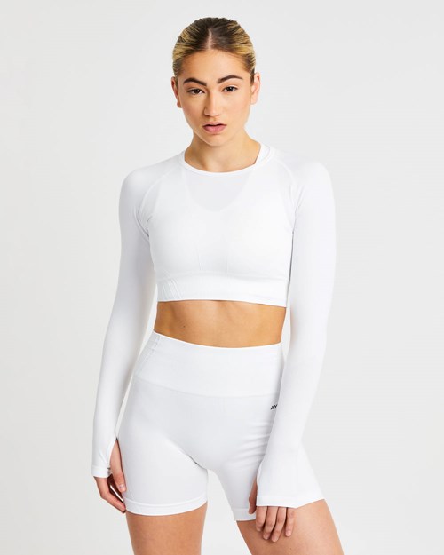 AYBL Balance V2 Seamless Long Sleeve Crop Top Wit | 0914367-OX