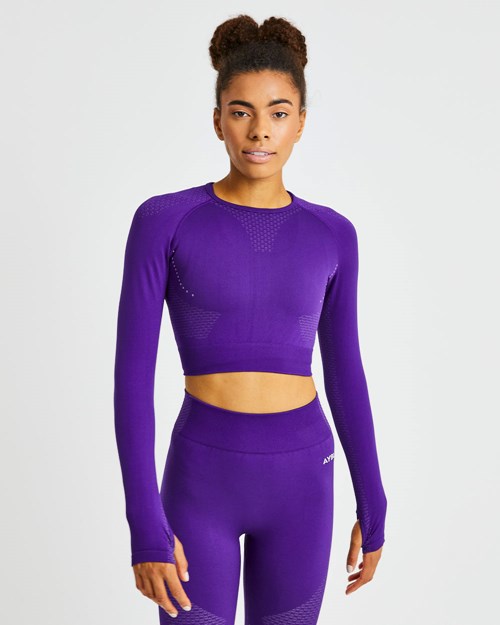 AYBL Ignite Seamless Long Sleeve Crop Top Paars | 5396401-TH