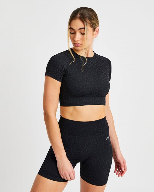 AYBL Evolve Speckle Seamless Crop Top Zwart | 9512860-LU