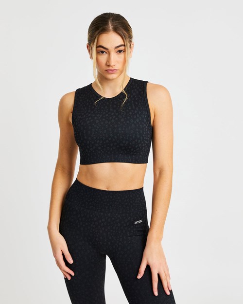 AYBL Evolve Speckle Seamless Crop Vest Zwart | 7685203-BD