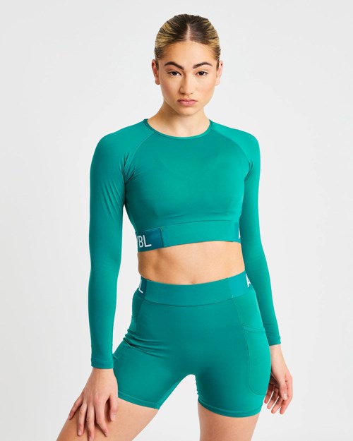 AYBL Training Long Sleeve Crop Top Teal | 6947518-XI