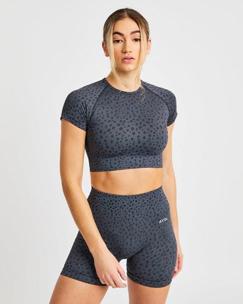 AYBL Evolve Speckle Seamless Crop Top Charcoal | 3948270-XM