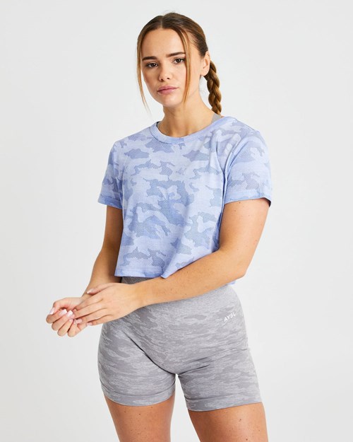 AYBL Evolve Camo Crop T Shirt Blauw | 0734268-PL