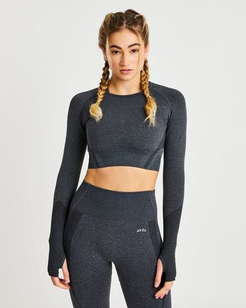 AYBL Balance V2 Seamless Long Sleeve Crop Top Zwart | 5039284-FI