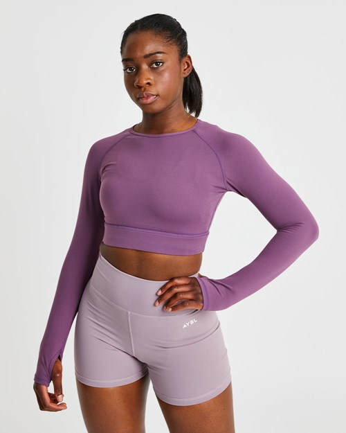 AYBL Core Long Sleeve Crop Top Paars | 4913850-HB