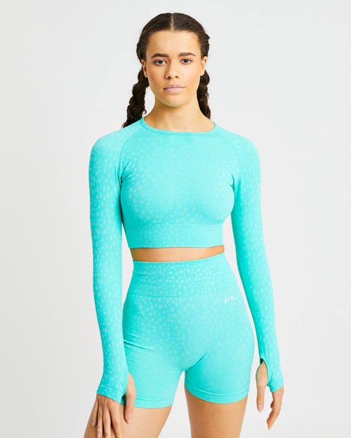 AYBL Evolve Speckle Seamless Long Sleeve Crop Top Groen | 3180975-KN