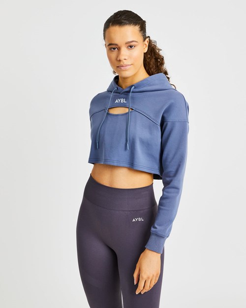 AYBL Everyday Cutout Crop Hoodie Blauw | 2750318-YR