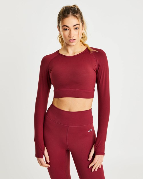 AYBL Core Long Sleeve Crop Top Mauve Wine | 1730625-XT