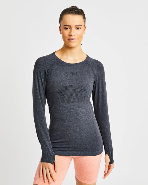 AYBL Embrace Seamless Long Sleeve T Shirt Zwart | 9548760-JX