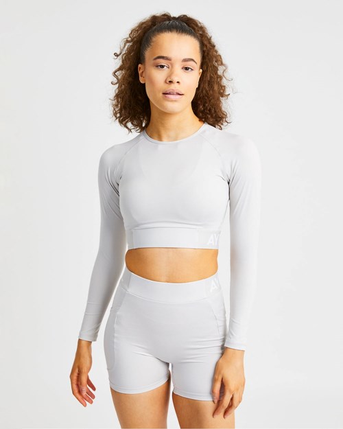 AYBL Training Long Sleeve Crop Top Beige | 9182675-NL