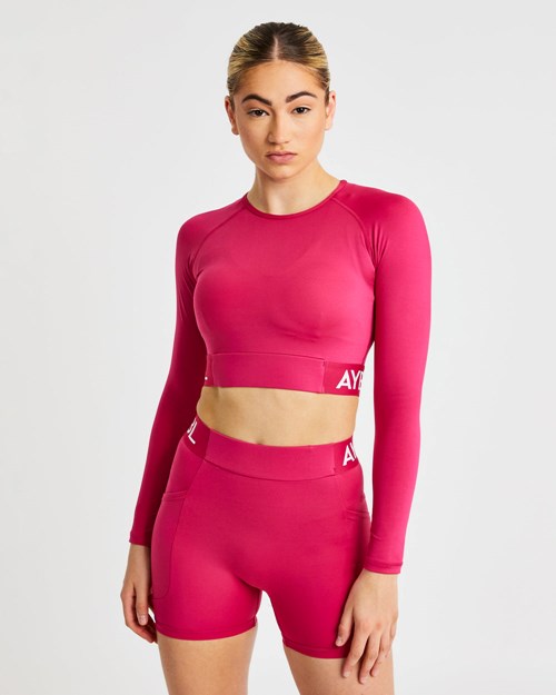 AYBL Training Long Sleeve Crop Top Raspberry | 8251094-KG