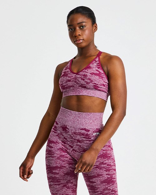 AYBL Evolve Camo Seamless Sports Bra Bordeaux | 0482593-NI