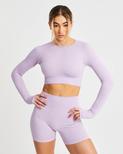 AYBL Evolve Speckle Seamless Long Sleeve Crop Top Lilac | 8047125-QL