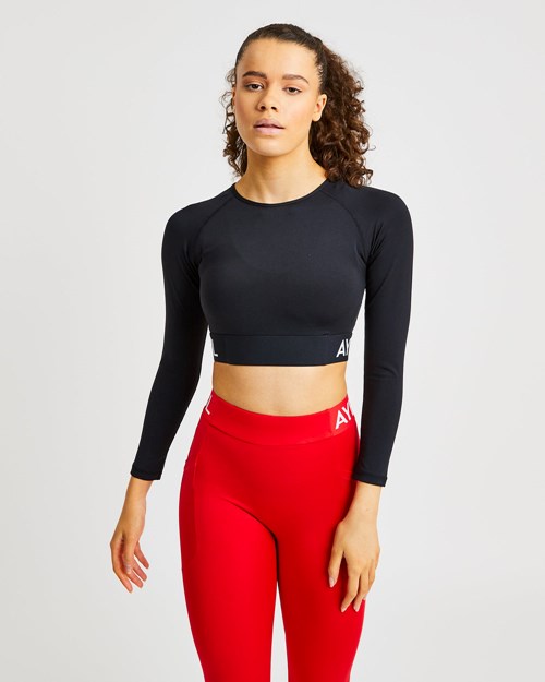 AYBL Training Long Sleeve Crop Top Zwart | 2649137-ES