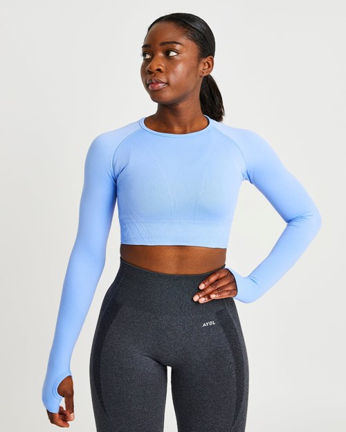 AYBL Balance V2 Seamless Long Sleeve Crop Top Blauw | 9025431-RT