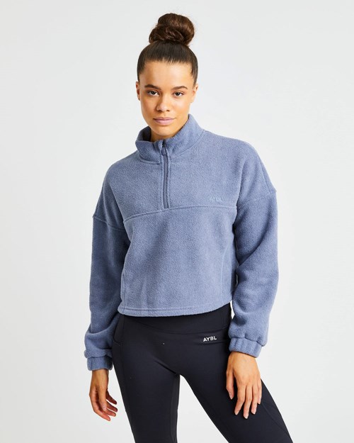 AYBL Effortless Oversized Cropped Fleece Blauw | 2160549-GY