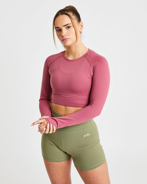 AYBL Core Long Sleeve Crop Top Rood | 1923605-AF