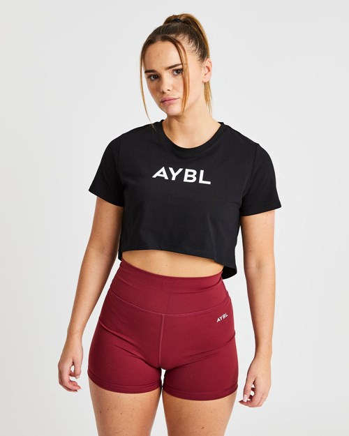 AYBL Crop T Shirt Zwart | 7896153-UX