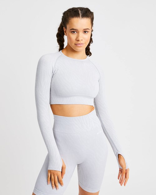 AYBL Evolve Animal Seamless Long Sleeve Crop Top Lichtgrijs | 3968210-LT