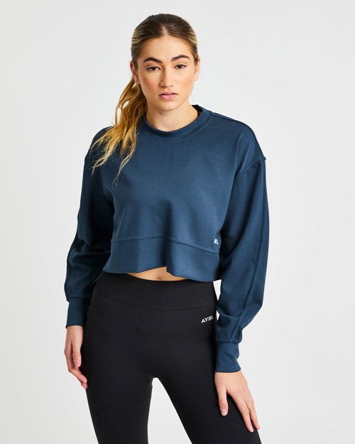 AYBL Oversized Crop Jumper Donkerblauw | 5381240-OZ