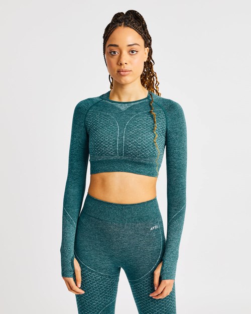 AYBL Impact Seamless Long Sleeve Crop Top Groen | 4196075-AU