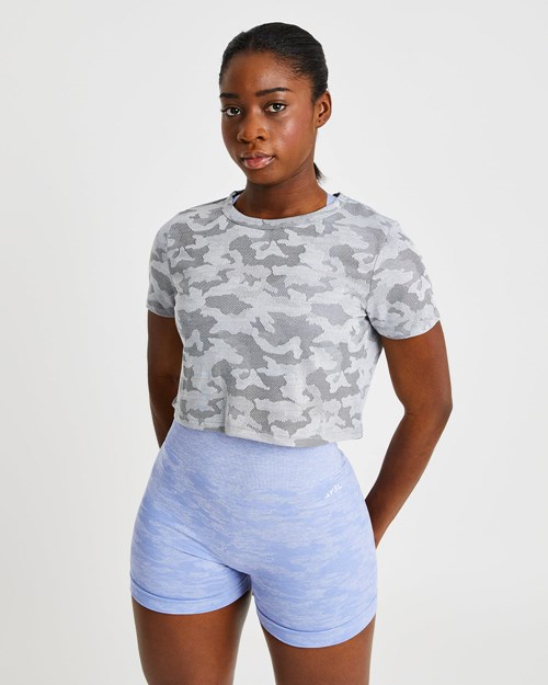 AYBL Evolve Camo Crop T Shirt Grijs | 1257490-SQ