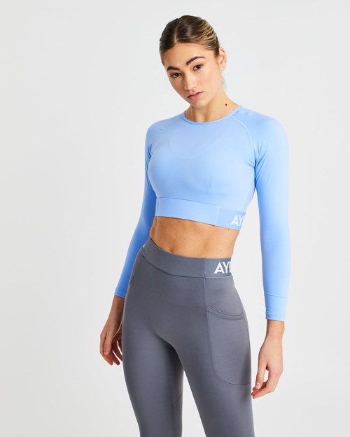 AYBL Training Long Sleeve Crop Top Blauw | 1297485-QX