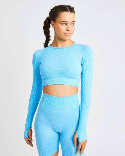 AYBL Evolve Animal Seamless Long Sleeve Crop Top Blauw | 7256984-XC