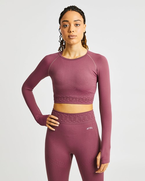 AYBL Elevate Seamless Long Sleeve Crop Top Roze | 7104928-RK