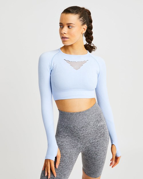 AYBL Motion Seamless Long Sleeve Crop Top Blauw | 9562087-VM