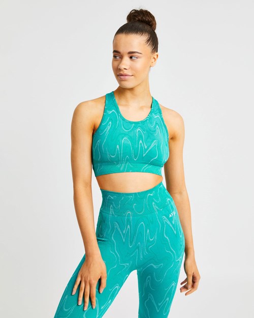 AYBL Velocity Seamless Sports Bra Turquoise | 9327084-VF