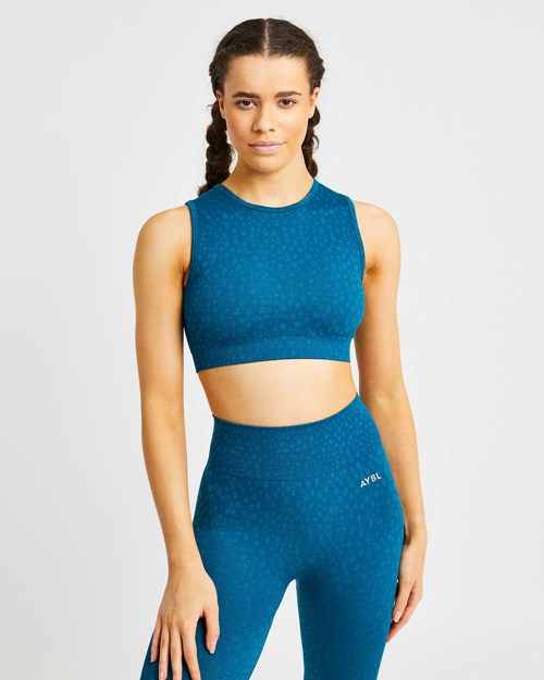 AYBL Evolve Speckle Seamless Crop Vest Teal | 3718425-XS