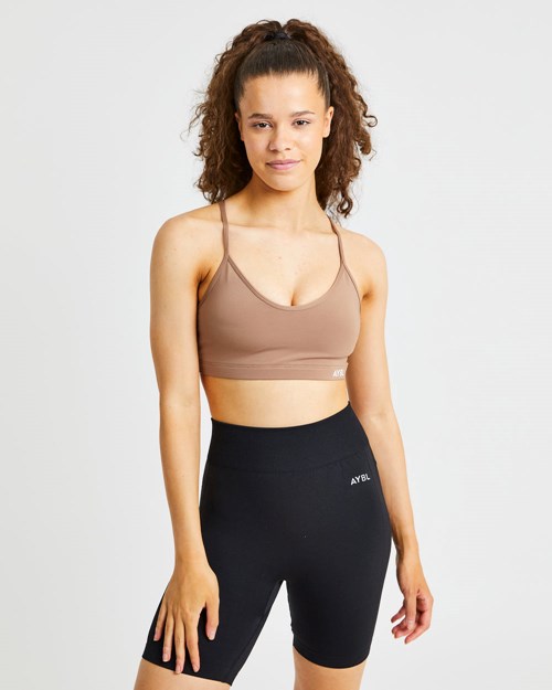 AYBL Essential V Neck Sports Bra Bruin | 0149652-VN