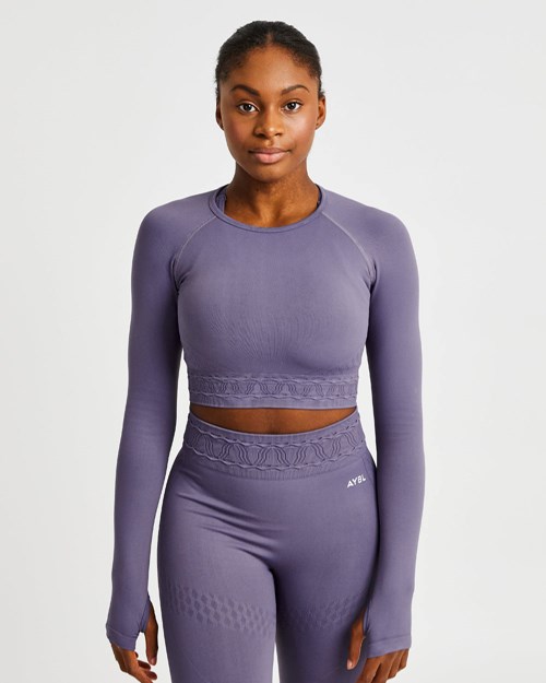 AYBL Elevate Seamless Long Sleeve Crop Top Paars | 2814590-FL