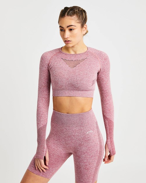 AYBL Motion Seamless Long Sleeve Crop Top Rood | 0917452-MA