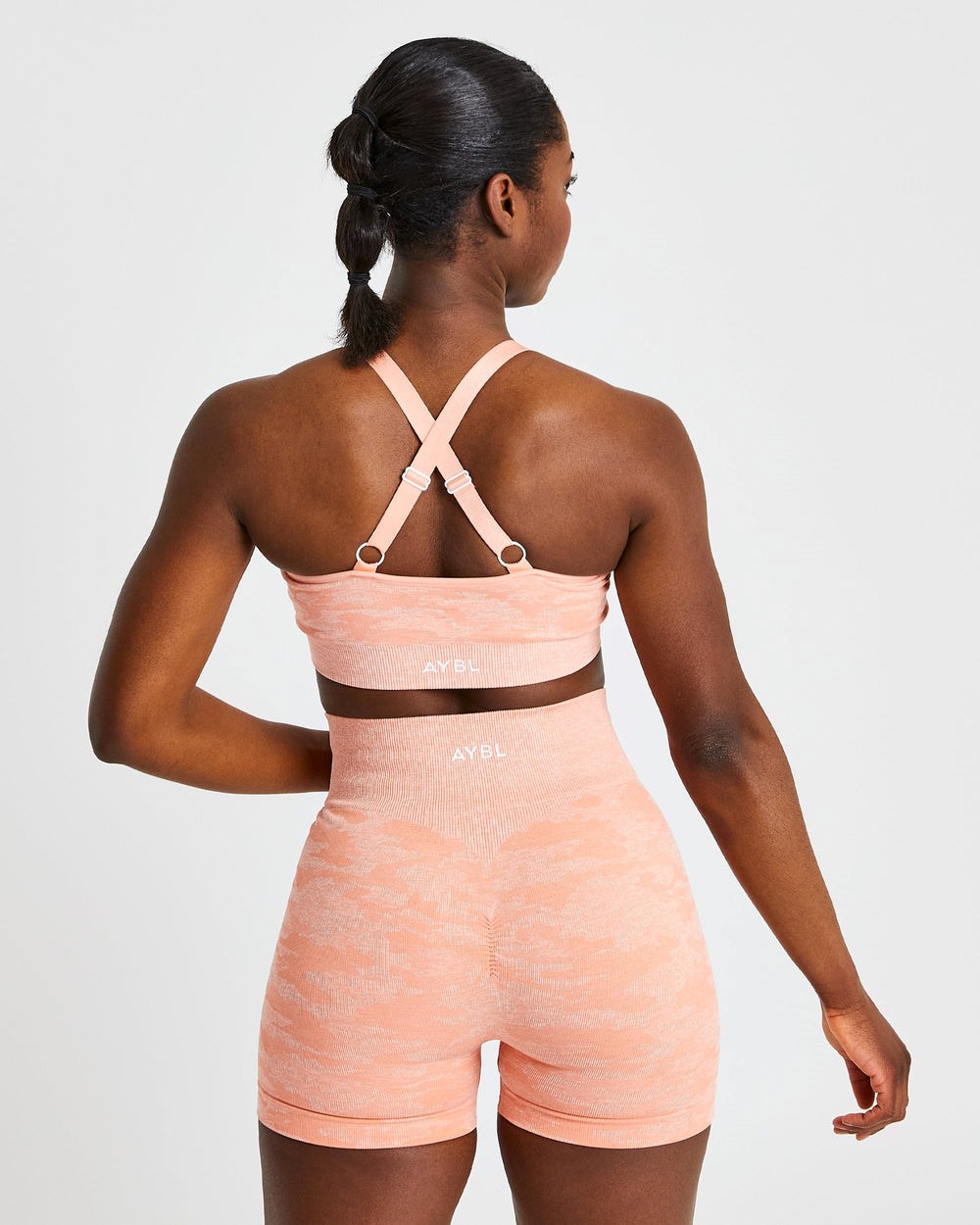 AYBL Evolve Camo Seamless Sports Bra Peach | 9106358-WB