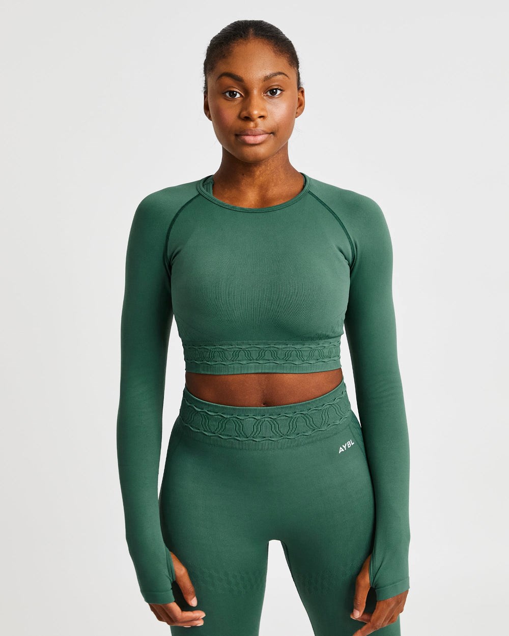 AYBL Elevate Seamless Long Sleeve Crop Top Groen | 7024183-XL