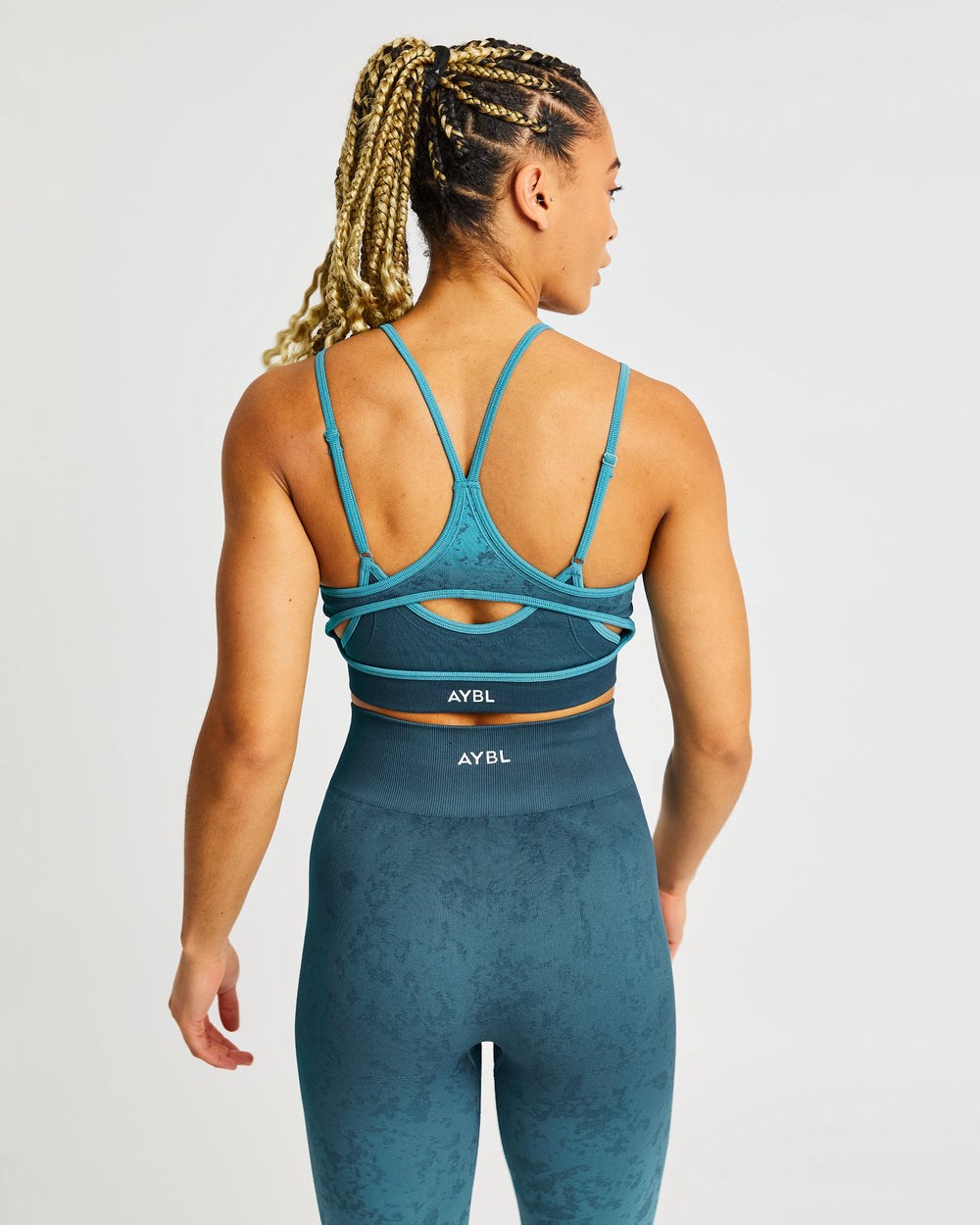 AYBL Flare Seamless Sports Bra Teal | 2064579-IE