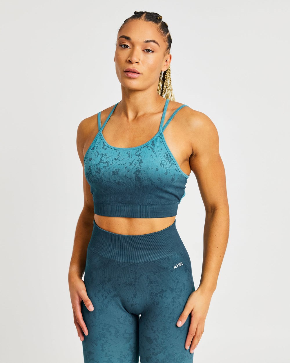 AYBL Flare Seamless Sports Bra Teal | 2064579-IE