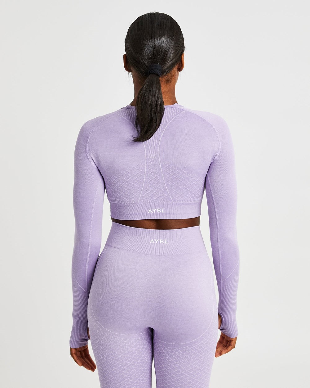 AYBL Impact Seamless Long Sleeve Crop Top Lilac | 2084356-OM