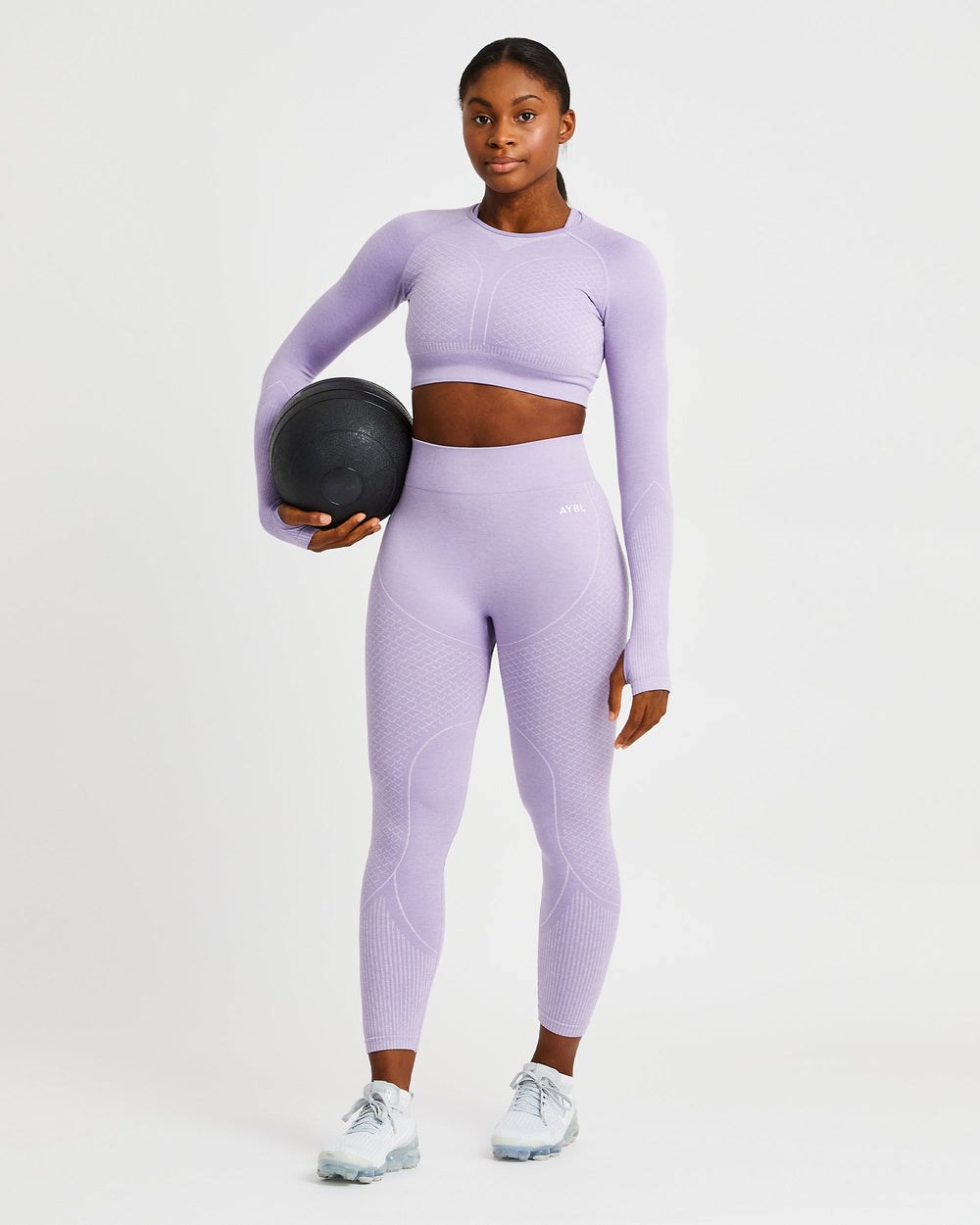 AYBL Impact Seamless Long Sleeve Crop Top Lilac | 2084356-OM