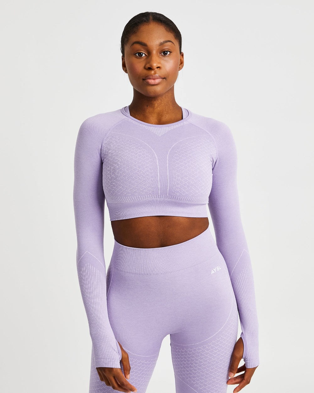 AYBL Impact Seamless Long Sleeve Crop Top Lilac | 2084356-OM