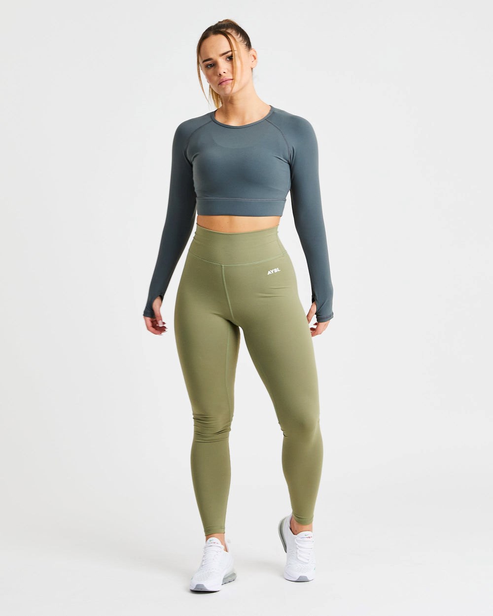 AYBL Core Long Sleeve Crop Top Grijs | 4081623-ZL